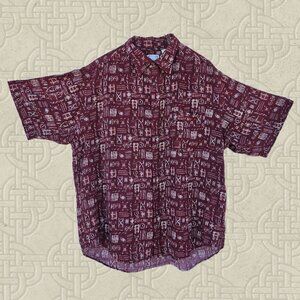 Roundtree & Yorke Men's Short Sleeve Button Up Aloha Shirt - L